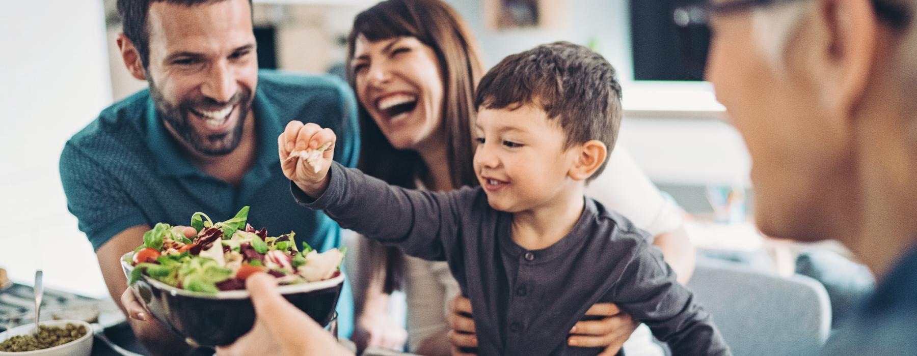 a family eating at a table